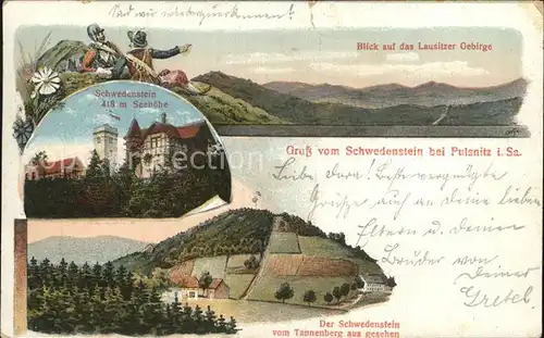Pulsnitz Sachsen Panorama Lausitzer Gebirge Schwedenstein Aussichtsturm Kat. Pulsnitz