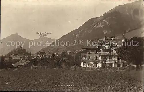 Chateau d Oex Teilansicht mit Dent de Corjon Alpes Kat. Chateau d Oex