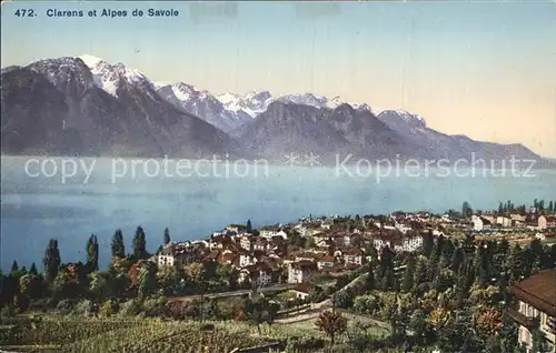 Clarens VD Panorama Lac Leman Alpes de Savoie Genfersee Alpen Kat. Clarens