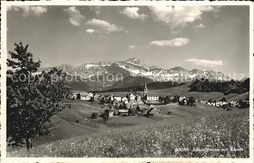 Schwellbrunn Panorama mit Saentis Appenzeller Alpen Kat. Schwellbrunn