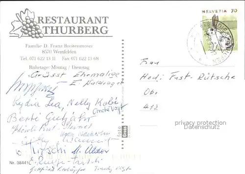 Weinfelden Thurberg Restaurant  Kat. Weinfelden