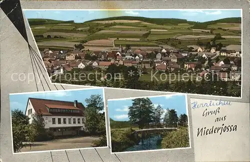 Niederjossa Panorama Gasthaus Bachlauf Bruecke Kat. Niederaula