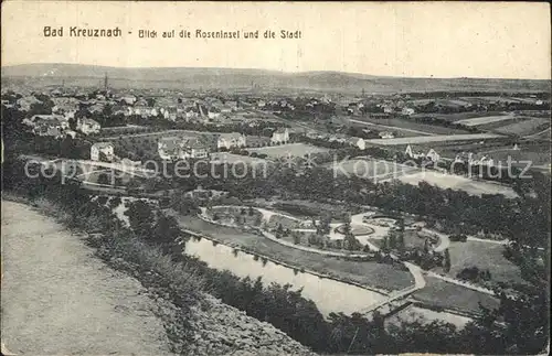 Bad Kreuznach Panorama Stadtbild mit Roseninsel Kat. Bad Kreuznach