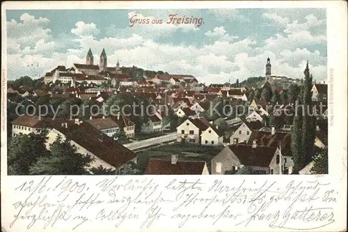 Freising Oberbayern Stadtbild mit Kirchen Kat. Freising