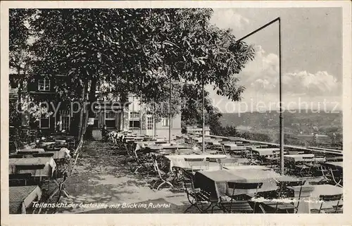 Wetter Melle Burg Volmarstein Historisches Ausflugsziel Restaurant Terrasse Blick ins Ruhrtal Kat. Melle