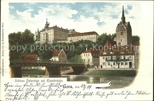 Gera Schloss Osterstein mit Elsterbruecke Kat. Gera