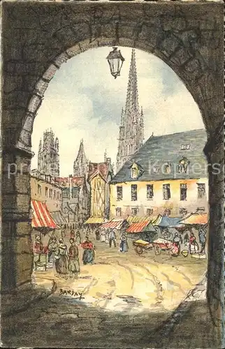 Rouen Kuenstlerkarte Place Haute Altstadt Kat. Rouen