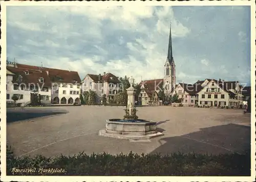 Amriswil TG Marktplatz Brunnen Kirche Kat. Amriswil