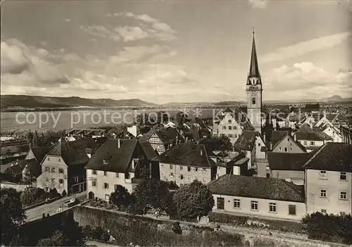 Radolfzell Bodensee Stadtbild mit Kirche Blick zum Hohentwiel Kat. Radolfzell am Bodensee