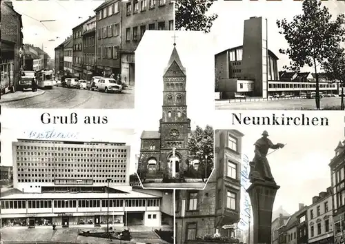 Neunkirchen Saar Strassenpartie Kirche Gebaeude Skulptur Statue Kat. Neunkirchen