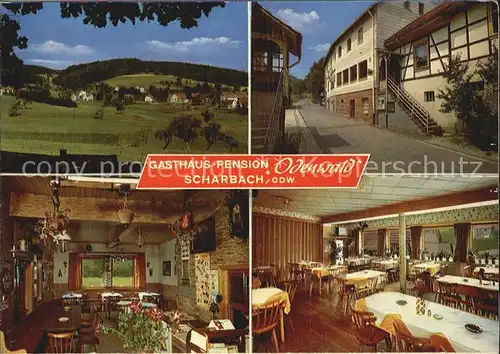Scharbach Gasthaus Pension Odenwald Doppelkarte Kat. Grasellenbach