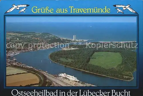 Travemuende Ostseebad Fliegeraufnahme Skandinavienkai Kat. Luebeck