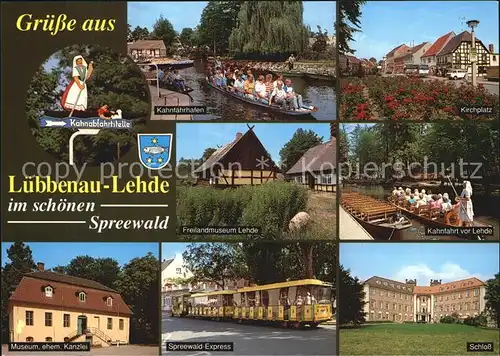 Lehde Kahnfaerhafen Kirchplatz Schloss Museum Kat. Luebbenau Spreewald