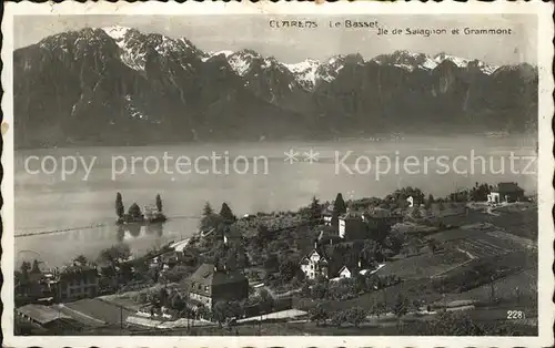 Clarens Montreux Panorama Lac Leman Ile Le Basset Alpes Genfersee Alpen Kat. Montreux