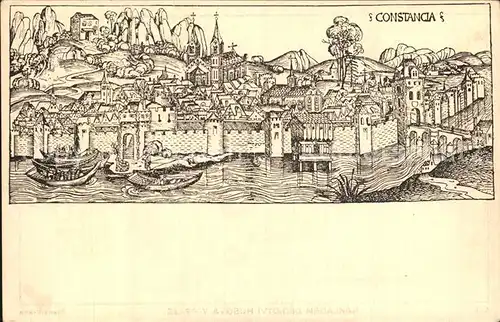 Konstanz Bodensee Constancia anno 1493 Schedelsche Weltchronik Kat. Konstanz