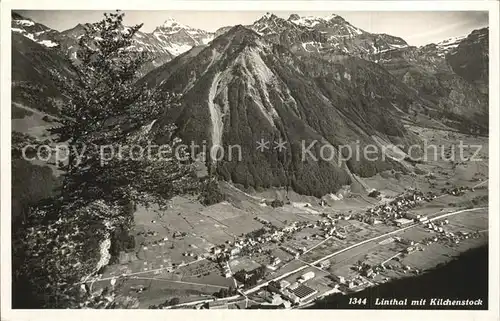 Linthal Glarus mit Kilchenstock Alpenpanorama Kat. Linthal