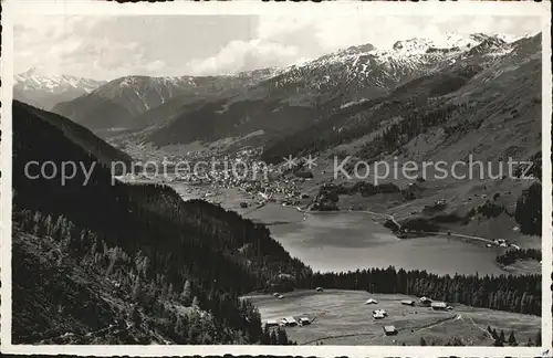 Davosersee Panorama Blick gegen Altein Kat. Davos