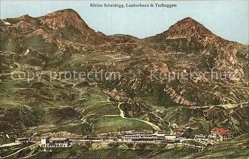 Kleine Scheidegg Interlaken Sommerpanorama mit Lauberhorn und Tschuggen Berner Alpen Kat. Kleine Scheidegg