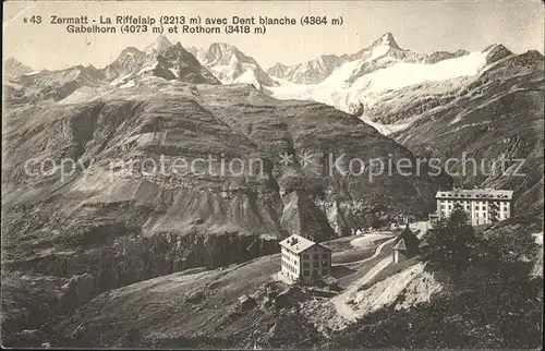 Zermatt VS Riffelalp Dent blanche Gabelhorn Rothorn Gebirgspanorama Kat. Zermatt