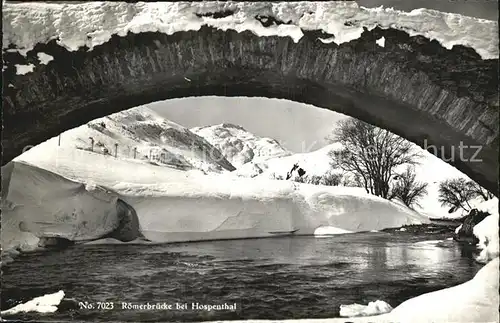 Hospental Roemerbruecke Winterlandschaft Alpen Kat. Hospental