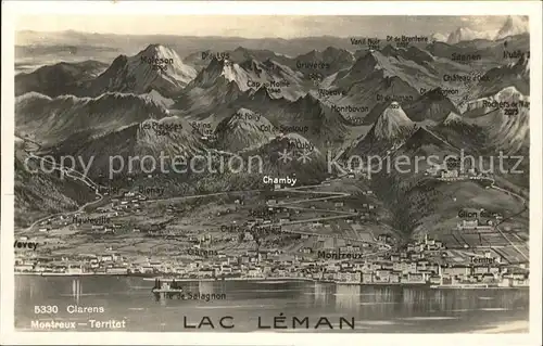 Clarens Montreux et Territat Lac Leman Alpes Genfersee Alpen Kat. Montreux
