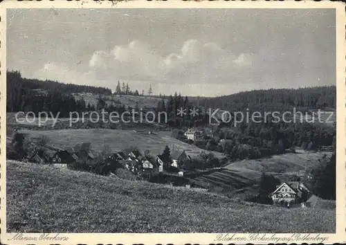 Altenau Harz Blick vom Glockenberg auf Rothenberg Kupfertiefdruck Kat. Altenau