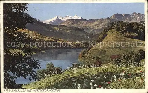 Lungern Lungernsee mit Wetterhorngruppe Kat. Lungern