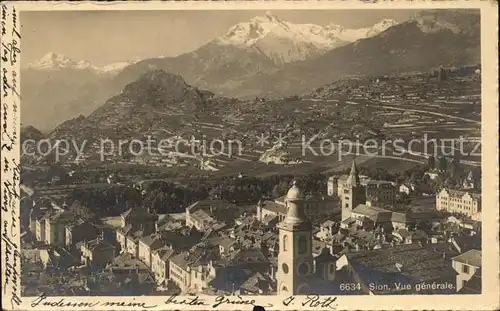 Sion VS Vue generale et les Alpes Kat. Sion