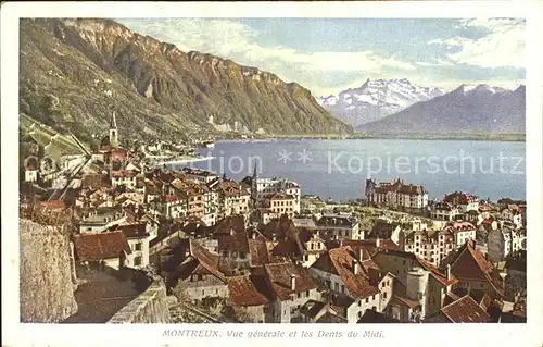 Montreux VD Panorama Lac Leman et les Dents du Midi Genfersee Alpen Kat. Montreux