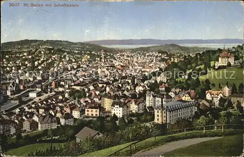 St Gallen SG Panorama mit Scheffelstein Blick zum Bodensee Kat. St Gallen