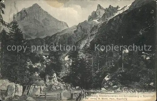 Engelberg OW Niedersurenen mit Schlossberg und Spannort Alpen Kat. Engelberg