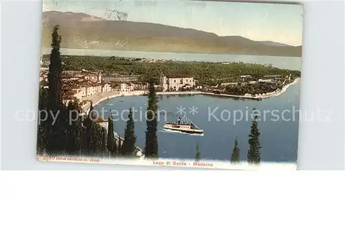 Maderno Lago di Garda Gesamtansicht mit Personenschiff Kat. Italien