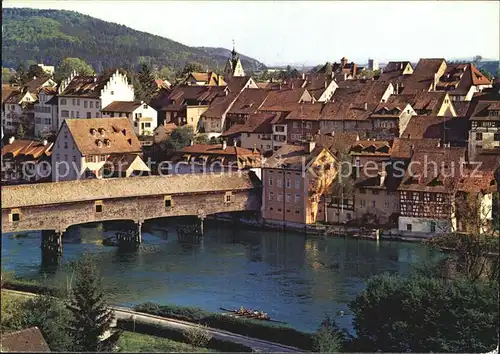 Diessenhofen Altstadt Holzbruecke ueber den Rhein Kat. Diessenhofen