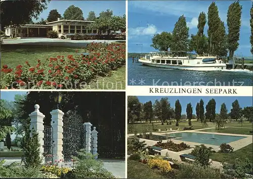 Kreuzlingen TG Seepark Eingangstor Wasserspiele Ausflugsdampfer Kat. Kreuzlingen