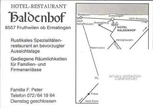 Fruthwilen Hotel Restaurant Haldenhof Schweizer Flagge Bodensee Kat. Fruthwilen