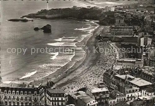 Biarritz Pyrenees Atlantiques Strand Luftaufnahme Kat. Biarritz