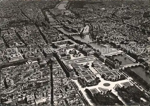 Paris Luftbild Louvre Stadt Kat. Paris