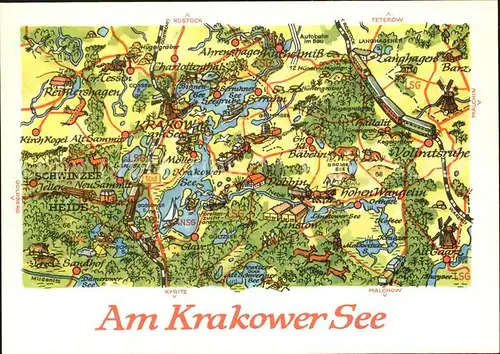 Krakow See Landkarte Kat. Krakow See
