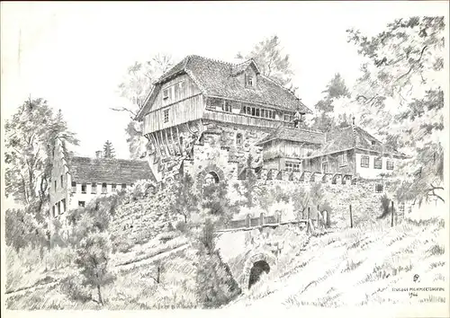 Roggwil TG Schloss Mammertshofen Zeichnung nach Original von Paul Denzler Kuenstlerkarte Kat. Roggwil TG