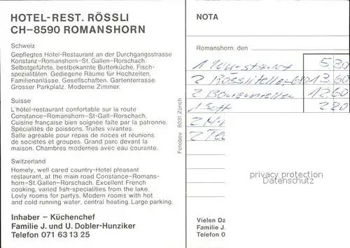 Romanshorn Bodensee Hotel Restaurant Roessli Nota