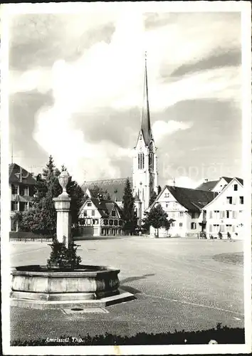Amriswil TG Dorfplatz Brunnen Kirche Kat. Amriswil
