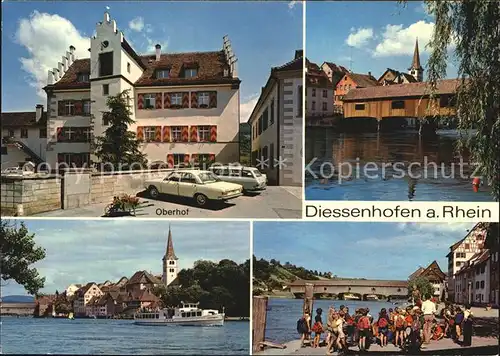 Diessenhofen Oberhof Holzbruecke Uferpartie am Rhein Dampfer Kat. Diessenhofen