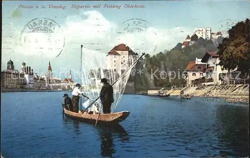 Passau Ilzpartie mit Festung Oberhaus Kat. Passau