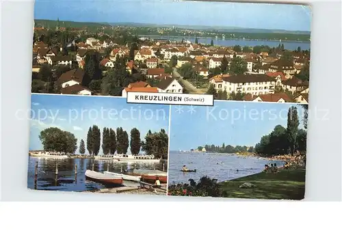 Kreuzlingen TG Blick auf Konstanz Hafen Strandbad Kat. Kreuzlingen