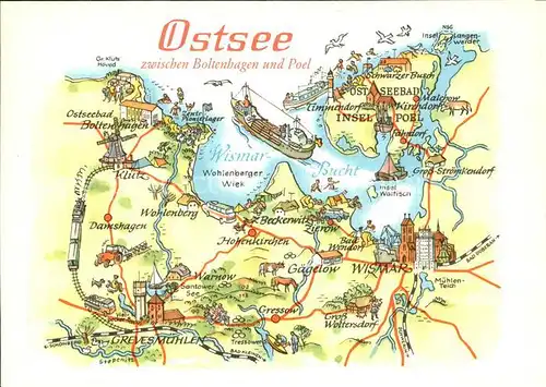Boltenhagen Ostseebad Ostsee zwischen Boltenhagen und Poel Landkarte Kat. Ostseebad Boltenhagen