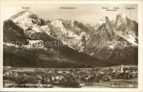 Garmisch Partenkirchen mit Wettersteingebirge Zugspitze Kat. Garmisch Partenkirchen