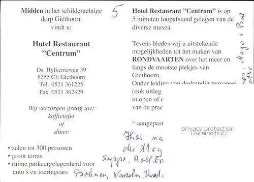 Giethoorn Hotel Cafe Restaurant Centrum  Kat. Steenwijkerland