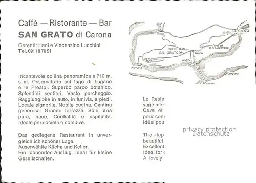 Carona San Grato Caffe Ristorante Bar  Kat. Carona