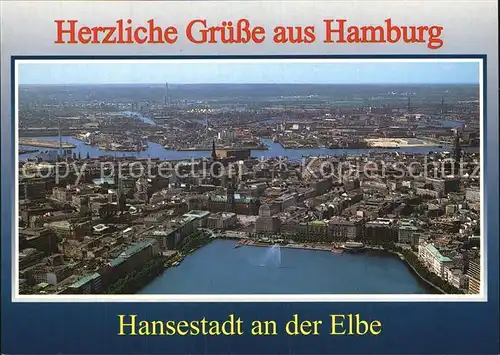 Hamburg Fliegeraufnahme Alster Elbe Kat. Hamburg