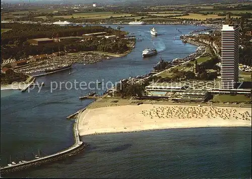 Travemuende Ostseebad Fliegeraufnahme Strand Hafen Kat. Luebeck